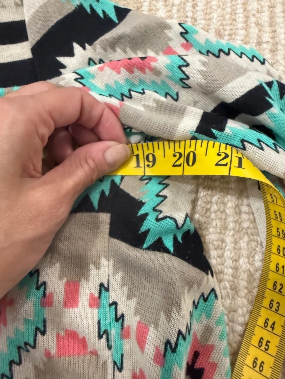 Living Doll Medium Aztec Print Open Front Cardigan Sweater